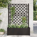 Garden Planter with Trellis Anthracite PP 90L Capacity Rectangular Raised Garden Bed for Outdoor Plants 39.4x16.9x55.9 in