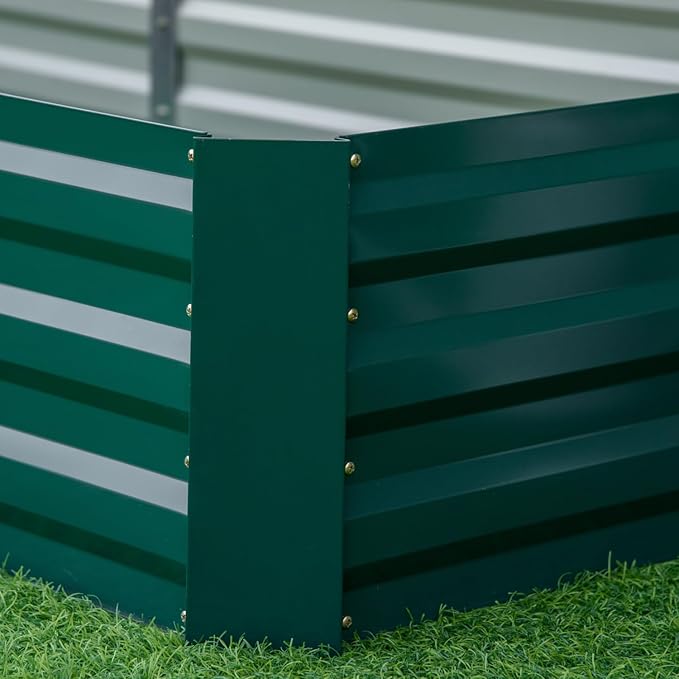 Galvanized Raised Garden Bed 8' x 3'Metal Planter Box for Vegetables Flowers and Herbs Green