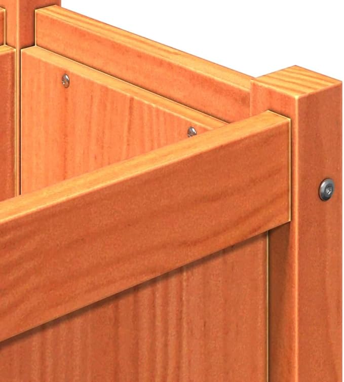 Wax Brown Solid Pine Wood Raised Garden Bed Outdoor Planter Box for Flowers Herbs Vegetables 27.6 x 12.2 x 27.6 Inch Rectangular Elevated Planters for Outdoor Plants