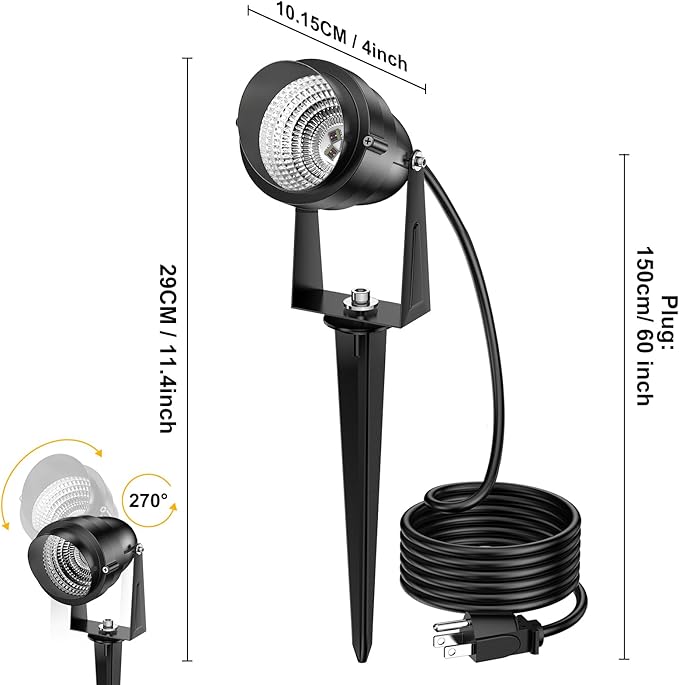 1500LM LED High Brightness Outdoor Landscape Lighting 15W RGB Color Changing Landscape Lights Remote Control Spot-Lights with Plug in IP66 Waterproof Flood Light for Garden - 2 Pack