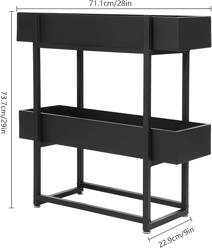 2 Tier Standing Planter Box 29 Inch Outdoor/Indoor Metal Planter Box Elevated Garden Box Raised Garden Bed for Vegetable Flower Herb Fruit