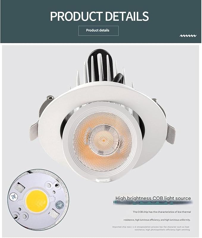 COB Recessed Spotlight Opening High-Transparency Adjustable Angle Elephant Trunk Light for Shop Exterior Walls Wedding Dress/Clothing Store Windows(White30W(AC111-240V))
