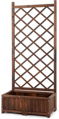 Outvita Wood Planter with Trellis 29 x 17 x 67 Outdoor Raised Garden Bed with Drainage Holes Vertical Standing Planter Box for Climbing Plants Vegetable in Garden Patio Balcony (Brown)