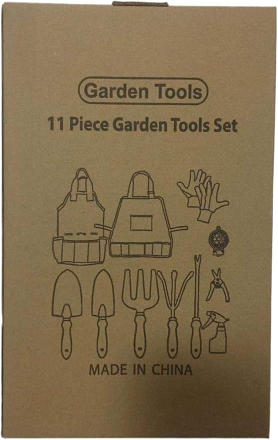 Green Garden Tool Set - 11 Pieces Heavy Duty Stainless Steel Gardening Tool Set with Storage Bag Kraft Box Packaging for Men and Women