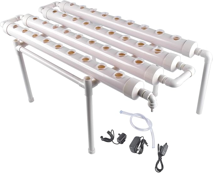 Floor-Standing Hydroponic Growing System Kit for Soilless Gardening – PVC Pipe Vertical Planter for Leafy Greens Herbs &amp Flowers