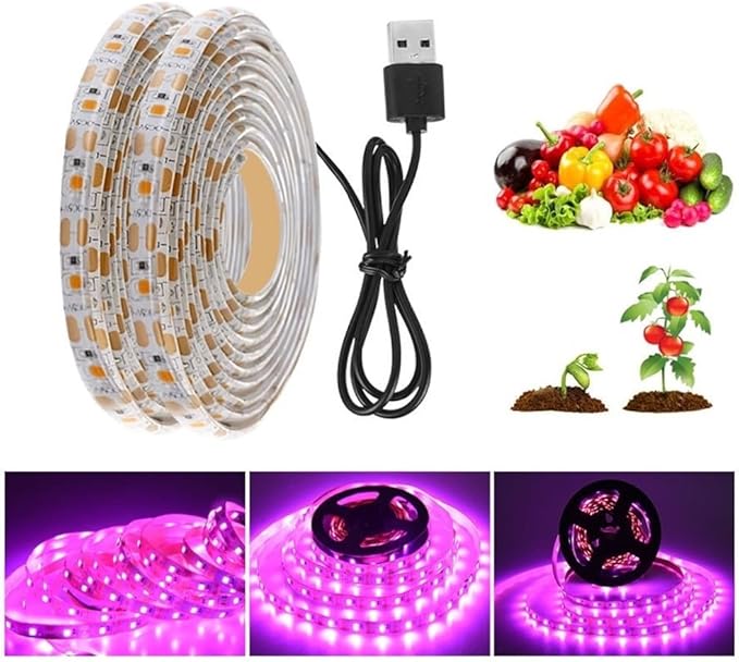 Fengyan Landscape Lights 10m/Set USB Plant Light Strip 5V Plant Grow Light Strip 2835 LED Grow Light Strip Full Spectrum Plant Light LED Street Lamp (Size : 10m IP20)