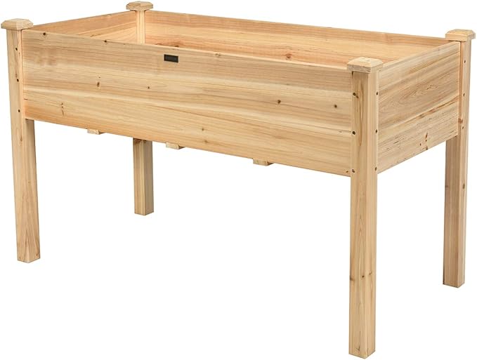 Giantex Raised Garden Bed Wood Planter Box with Legs Drain Holes Elevated Garden Bed for Vegetables Standing Garden Container Planter Raised Beds for Backyard Patio 49 Lx23 Wx30 H