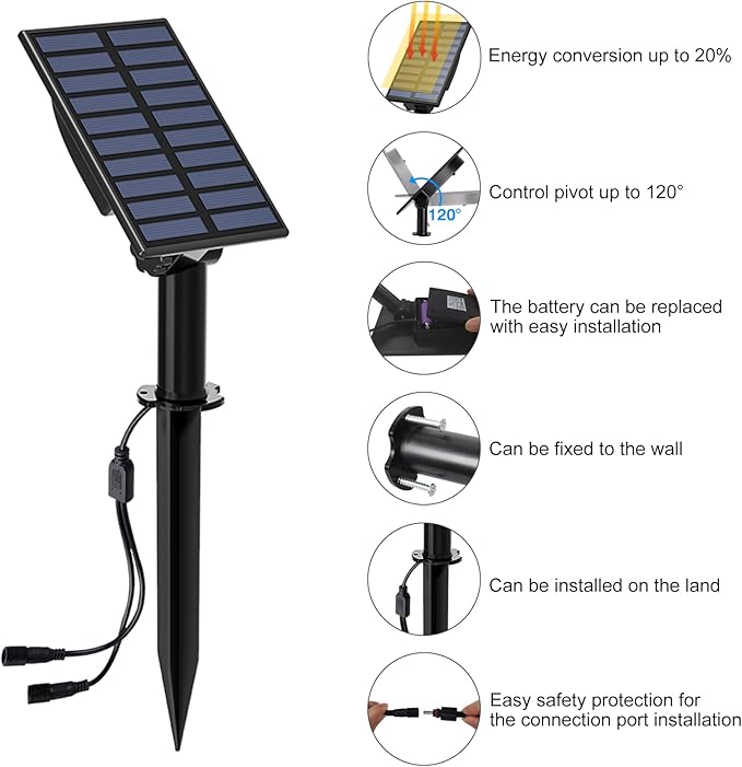 T-SUN Solar Spotlights Outdoor Waterproof 2-in-1 Solar Landscape Spotlights LED Garden Spot Lights for Yard Tree Garden Pond Pool Area (White)