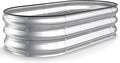 Kesfitt Raised Garden Bed 4x2x1 FT Galvanized Steel Metal Raised Garden Bed Oval Open-Bottom Design 12-Inch Deep for Outdoor Vegetable &amp Herb Gardening Silver