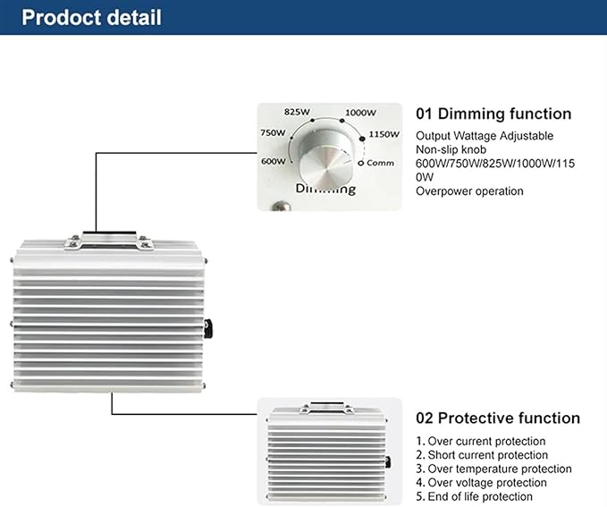 600W 1000W 600 1000W Dimmable Grow Light Digital Ballasts