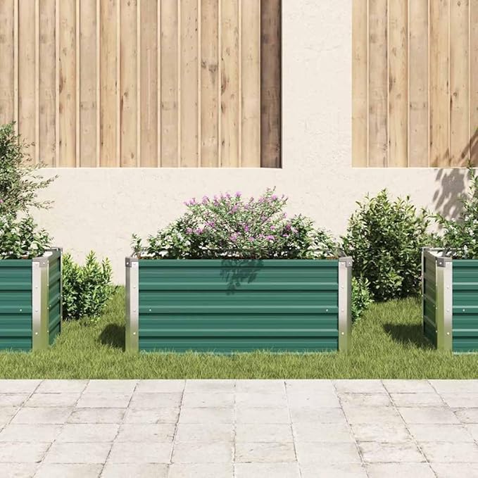 Garden Raised Bed Outdoor planters Planter Boxes Outdoor Garden Bed Suitable for Backyard Flowers Restaurants Patios Galvanized Steel 39.4x15.7x17.7 Green