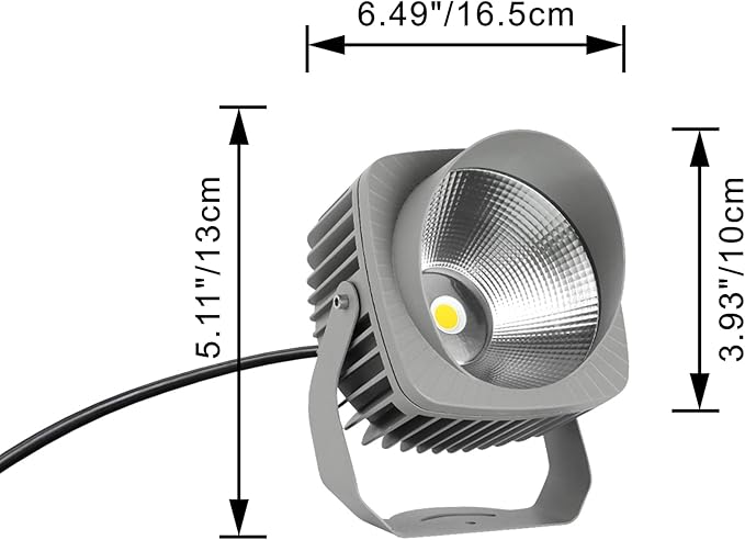 Kiven IP65 Waterproof LED Landscape Uplight Grey Decorative Spotlight Lamp with Plug-in Cord and Timer for Indoor Outdoor Yard Step Statue(10W Warm White)