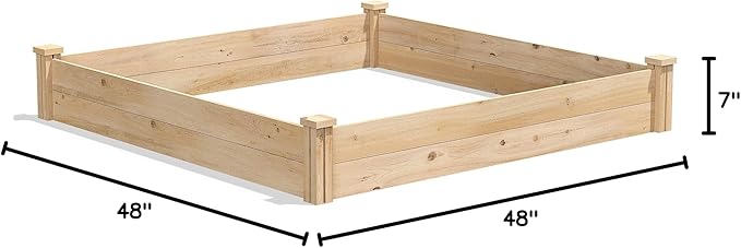 Greenes Fence Classic Cedar Raised Garden Bed 4' x 4' x 7 (1/2 Thick) - Made in USA with North American Cedar