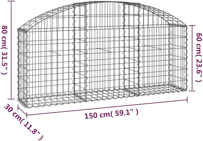 Galvanized Gabion Basket 59.1x59.1x31.5 Raised Garden Bed Metal Planter Box for Outdoor Retaining Wall Patio Flower Beds