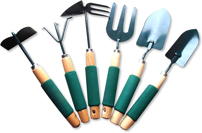 Garden Tool Set 6-Piece Lightweight Gardening kit with Soft Rubber Anti-Skid Ergonomic Handle Gardening Hand Tools