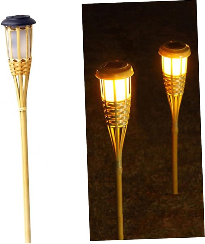 2Pcs Solar Torch Lights Warm Light Spike Spotlights for Garden Landscape and Pathway Lighting Height Durable Outdoor Solar Light with Light