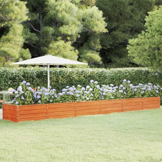 YAFF Garden Raised Bed Rusty Corten Steel Large Durable Outdoor Planter Box 236.2 x 31.5 x 17.7 in Weatherproof Vegetable Herb Flower Garden Bed