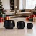 Handmade Black Matte Glazed Ceramic Planter Set of 3 15119 Inch Diameter Textured for Orchids Begonias IndoorOutdoor Use on Windowsill Bookshelf Breathable Clay