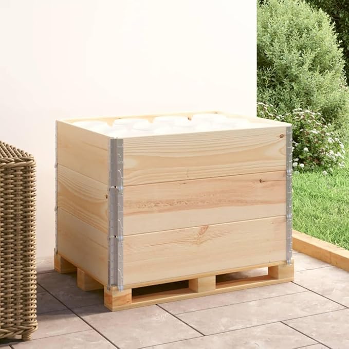 vidaXL Pallet Collars 3 Pcs Foldable Pallet Box Garden Bed Outdoor Wooden Raised Bed Multipurpose Pallet Stacking Frame Solid Wood Pine
