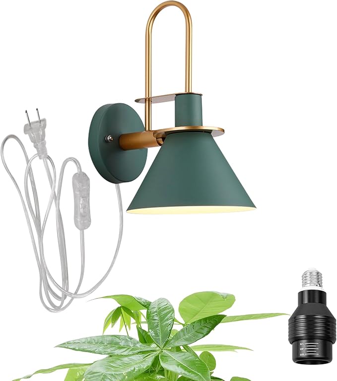 Hook Type Wall Mounted Plant Light Full Spectrum 4500K 10W Adjusted Angle &amp Light Beam Range 15°-60° Modern Green Metal Wall Lamp for Indoor Growing Plants Flowers