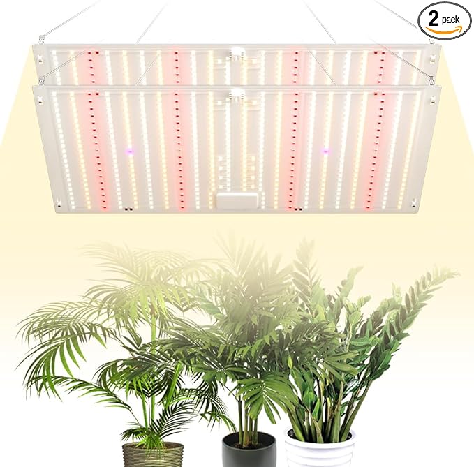 2Pcs 400W Full Spectrum Plant Grow Light UV/IR Indoor Seedings Cultivation Lights 110V Greenhouse Tent Hydroponic Sapling Vege Fruit Flower Moss Succulent Potted Moss Lighting Hanging with US Plug