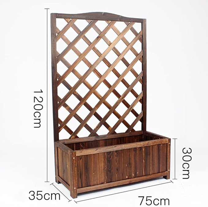 Generic Wood Planter Raised Bed with Trellis Outdoor Natural Wooden Garden Bed Planter Box Kit for Vegetables Herbs Flowers Tomato And HerbsNatural75x35x120cm