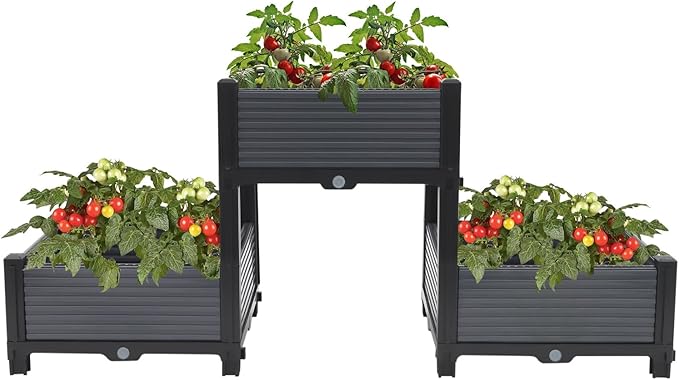 Planter Box Raised Garden BedMulti-Combination Raised Planter Bed with Reinforced Support Rods for VegetablesFlowersHerbs Outdoor Standing Planter Beds Gardening Kit