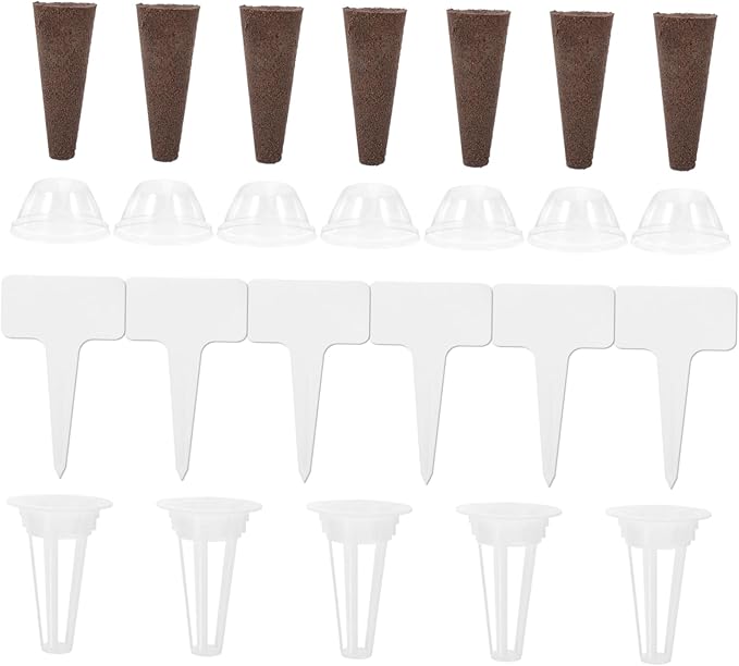 4sets Hydroponic Planter Grow Baskets with Sponge Labels and Transparent Humidity Domes for Indoor Gardening Suitable for Aerogarden Hydroponics Supplies and Plant Growth