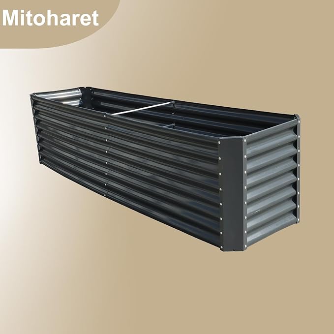 239 Gallons 8x2x2Ft Outdoor Metal Raised Garden Bed Flower Box Gray for Various Growth Conditions for Outdoor Vegetable Flowers Fruit Suitable