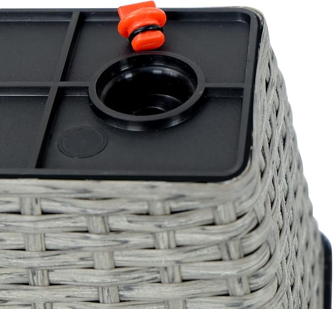 2 Pack Smart Self Watering Rectangle Planter for Indoor and Outdoor Hand Woven Wicker Gray