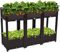 VINGLI Square Raised Garden Bed Self-Watering Plastic Planter for Indoor Outdoor Vegetables Fruits Potato Flowers All Weather (6 Pcs)