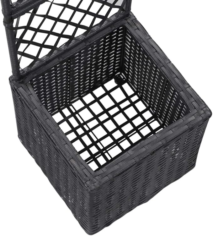 Garden Trellis Raised Bed with 1 Pot Lattice Panels Freestanding Poly Rattan Plant Raised Bed for Outdoor Climbing Planting Yard Patio DecorationBlack 11.8 x 11.8 x 42.1