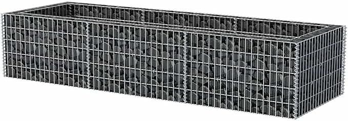 Galvanized Steel Gabion Raised Bed Planter 270x90x50 cm Silver High Stability &amp Load Capacity
