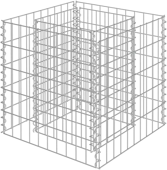 19.7 in Galvanized Steel Gabion Planter Cube Heavy-Duty Outdoor Raised Bed for Garden Patio Privacy Accent Silver Metal Box Holds Stone Displays