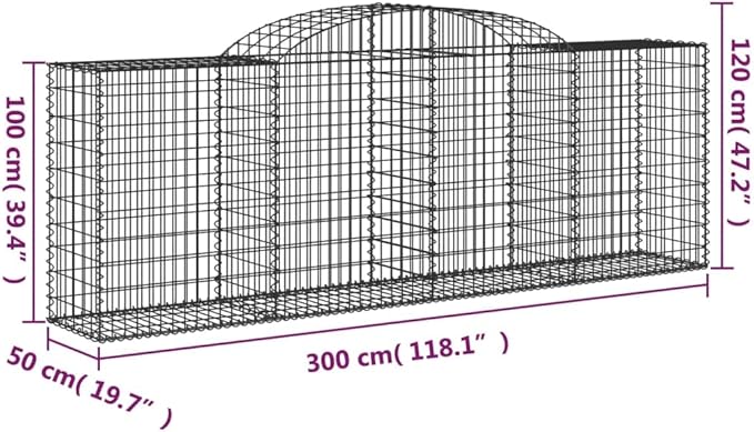 Arched Gabion Baskets 4 pcs 118.1x19.7x39.4/47.2 Galvanized Iron Garden Raised Bed Raised Planter Outdoor Flower Bed Elevated Garden Boxes for Patio Front Yard Backyard Landscaping