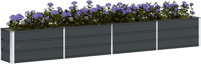 Steel Raised Garden Bed for Gardening Metal Planter Box for Vegetables Fruits Flowers 125.98 x 15.75 x 17.72 in Anthracite-621