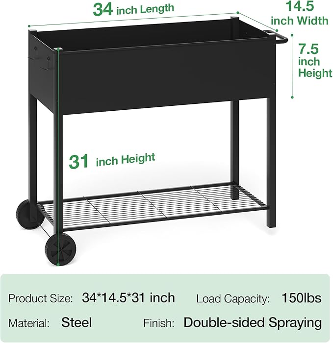 MIXC Metal Raised Garden Bed Outdoors with Legs Elevated Planter Boxes Raised for Gardening Large Planter Box for Vegetable Flower Herb