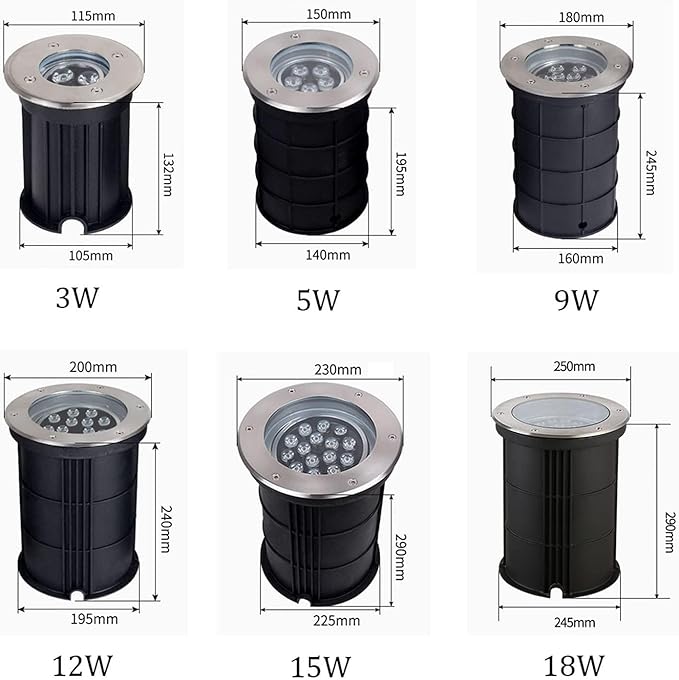 Outdoor Recessed LED Ground Spotlight - Ground Landscape Light AC85-110V Adjustable Angle Underground Light IP65 Waterproof Garden Buried Lights/for Driveway Deck Step Round Landscape Lamp ( Co