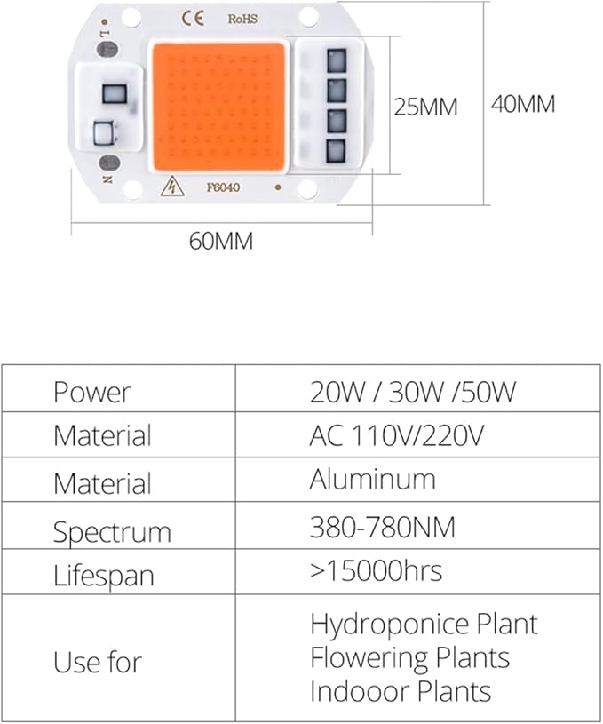 Landscape Lights 1pc LED Grow Light COB Chip Full Spectrum Phyto Lamp Diode Aquarium Plant Light Led Matrix 220V 110V 20W 30W 50W 70W Grow Light LED Street Lamp