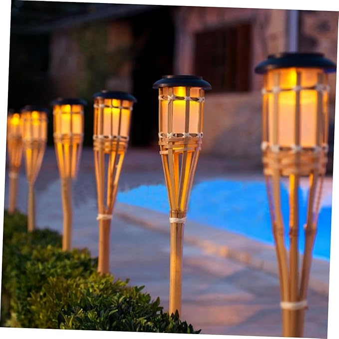 TEHAUX 2Pcs Solar Torch Lights for Outdoor Garden Warm Light Landscape Pathway Solar Spike Spotlights for Courtyard and Park Lighting