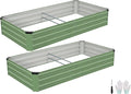 Galvanized Raised Garden Bed Outdoor | Metal Raised Garden Bed for Gardening 2Pack | Large Planter Box for Vegetables Flowers Fruits | Easy Assembly &amp Safety Design Flower Beds 6x3x1ft Olive Green