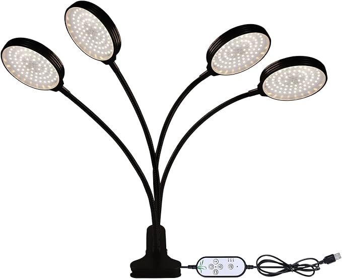 LED Grow Light - Full Spectrum Plant Growing Lamp with USB Power 4/8/12H Timer 5 Brightness Levels Adjustable Gooseneck Perfect for Indoor Plants &amp Seedlings - Energy (Type 4)