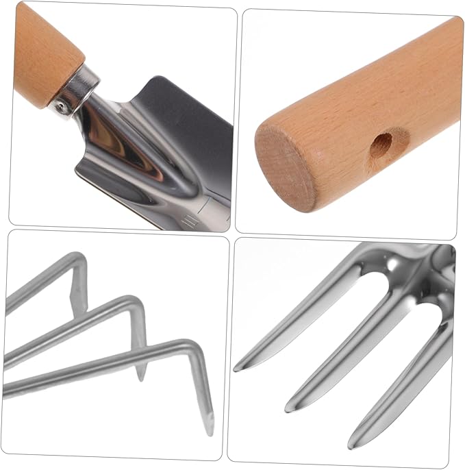 1set Garden Tools Handle Gardening Kit Rake Trowel and Hoe for Efficient Soil Digging and Planting for Outdoor Gardening and Landscaping