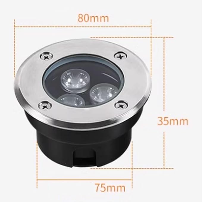 2PCS Outdoor LED Spotlight - Ultra Slim 3W LED Outdoor Recessed Spotlight IP67 Waterproof Outdoor Buried Light Ground Recessed Lawn Spotlight Landscape Garden Lamp(Warm White12V)
