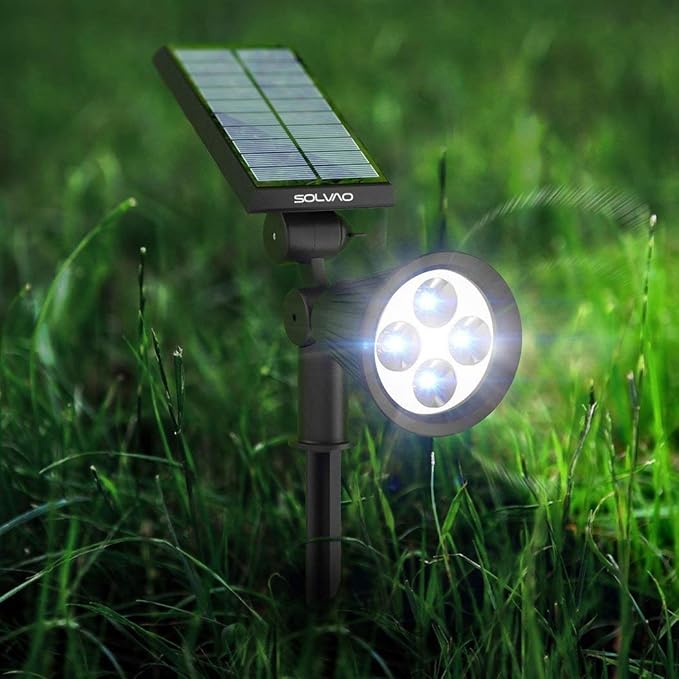 SOLVAO Solar Spot Light | Ultra Bright All-Weather-Resistant Waterproof | Auto On/Off Sensor Adjustable 270° | Rechargeable LED for Outdoor Driveway Garden Landscape Wall Fence Yard | 2 Pck