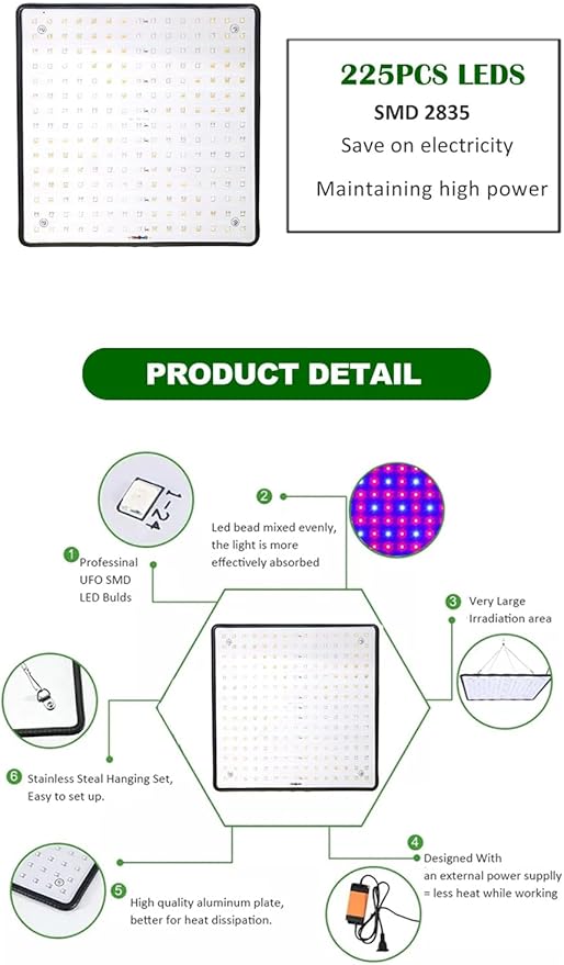 2PCS Upgraded 1000W LED Grow Lights Full Spectrum Dimmable Plant Grow Light for Greenhouse and Indoor Plant Veg and Flower GrowingBlack