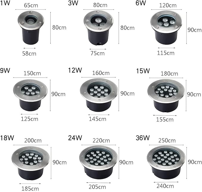 Underground Light LED - IP66 Waterproof AC Garden Recessed Underground Light LED Recessed Spotlight Suitable for Deck Channel Stair Step Landscape Lighting toBlanc 6W