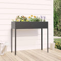 Galvanized Steel Garden Planter Raised Garden Bed Metal Planter Box Stand for Gardening Vegetables Flowers Herb Anthracite 39.6x15.9x35.4 Galvanized Steel -78