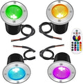 4pack Ground LED Landscape Light - 3W Outdoor Buried Lights 12V-24V Low Garden LED Spotlight IP65 Waterproof Recessed Floor Lamp with Remote ControlRgb-3W(24V)