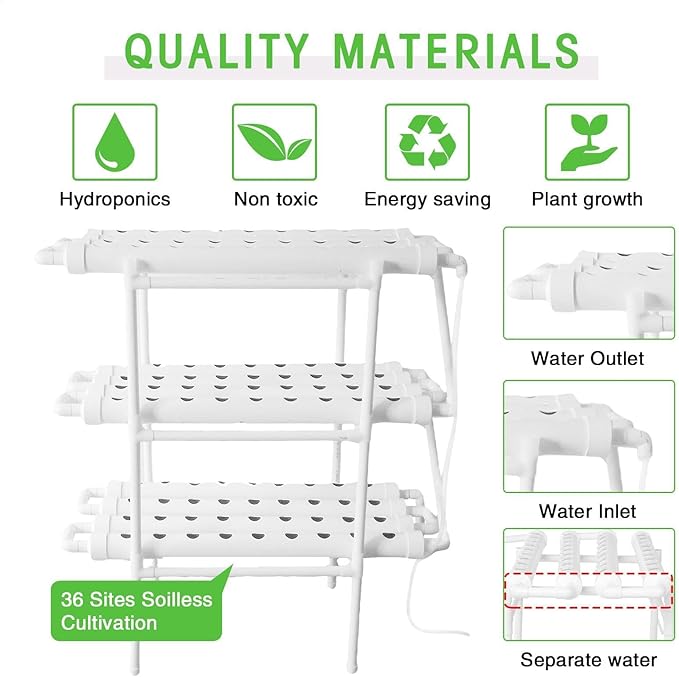 ZAIHW Indoor Hydroponics Growing SystemHydroponics Growing System Kit3 Layers/108 Sites Food PVC Pipes Planting Vegetables Garden Tools for VegetablesFruitsPlant(Upgraded Version)
